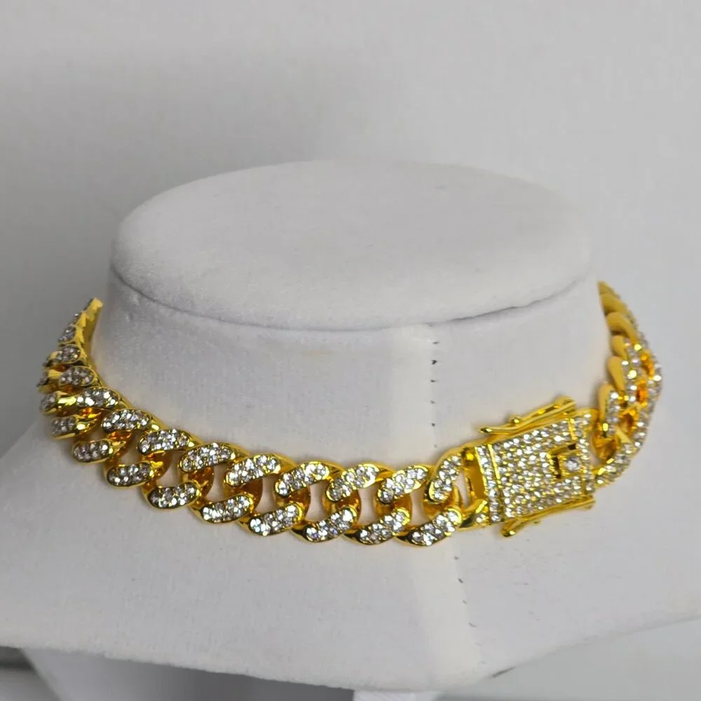 Tallew Gold Dog Chain Diamond Collar Necklace Jewelry Bling 11